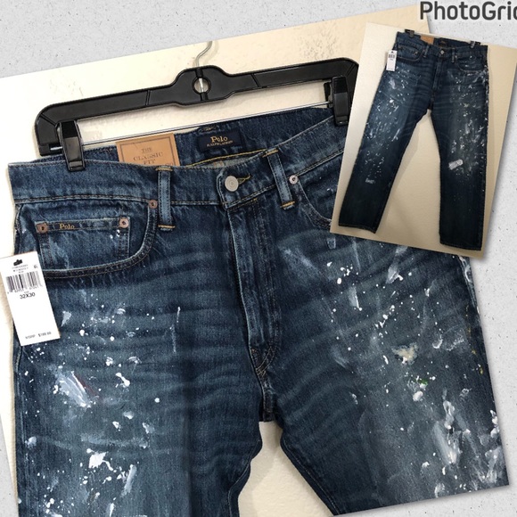 Polo Ralph Lauren Other - POLO RALPH LAUREN Mens 32x30 The Classic Fit Jeans Whiskered Paint Splash NWT